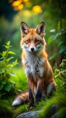 Fototapeta premium a fox with beautiful natural background