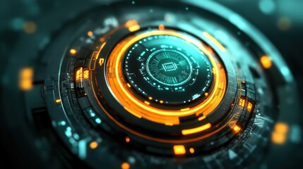 A vibrant digital badge of honor showcases a circular design with glowing orange and blue elements, conveying a sense of achievement