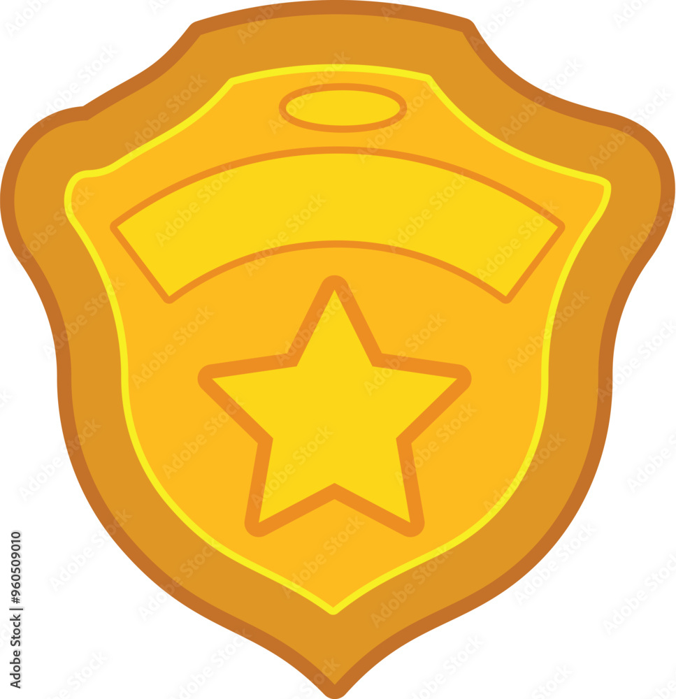 Poster gold sheriff badge is showing a star in the middle and a banner for adding custom text