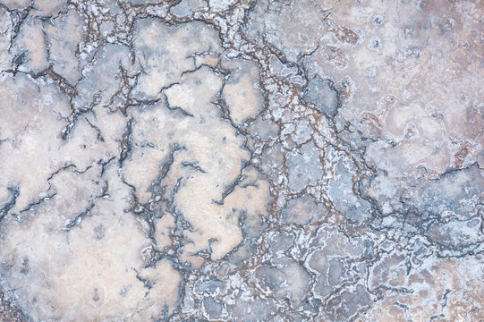 Close-up view of natural salt deposits in Quero, Toledo