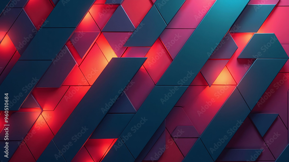 Poster modern desktop wallpaper with repeating geometric shapes in contrasting colors, creating a dynamic a