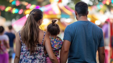 Naklejka premium Family Fun at the Carnival: Vibrant Colors and Captured Moments
