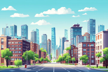 Obraz premium Clean empty street in urban metropolis city