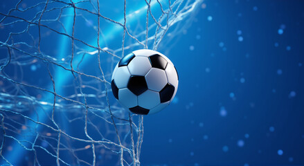 Fototapeta premium soccer ball in goal net