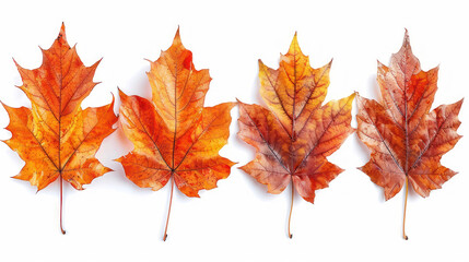 Fototapeta premium Vibrant autumn leaves showcase a gradient of warm colors in a delicate, nature-inspired arrangement. Generative AI