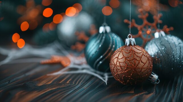 Close-up of cobwebs draped over spooky ornaments, enhancing the chilling vibe necessary for Halloween-inspired visual content and promotions.