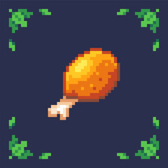Fototapeta premium Pixel art game asset icon of a ham. Ham sprite for a 2d retro game