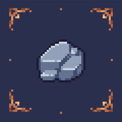 Pixel art icon of stone. Game asset for creating 8bit 2d game with elements of mining and crafting.