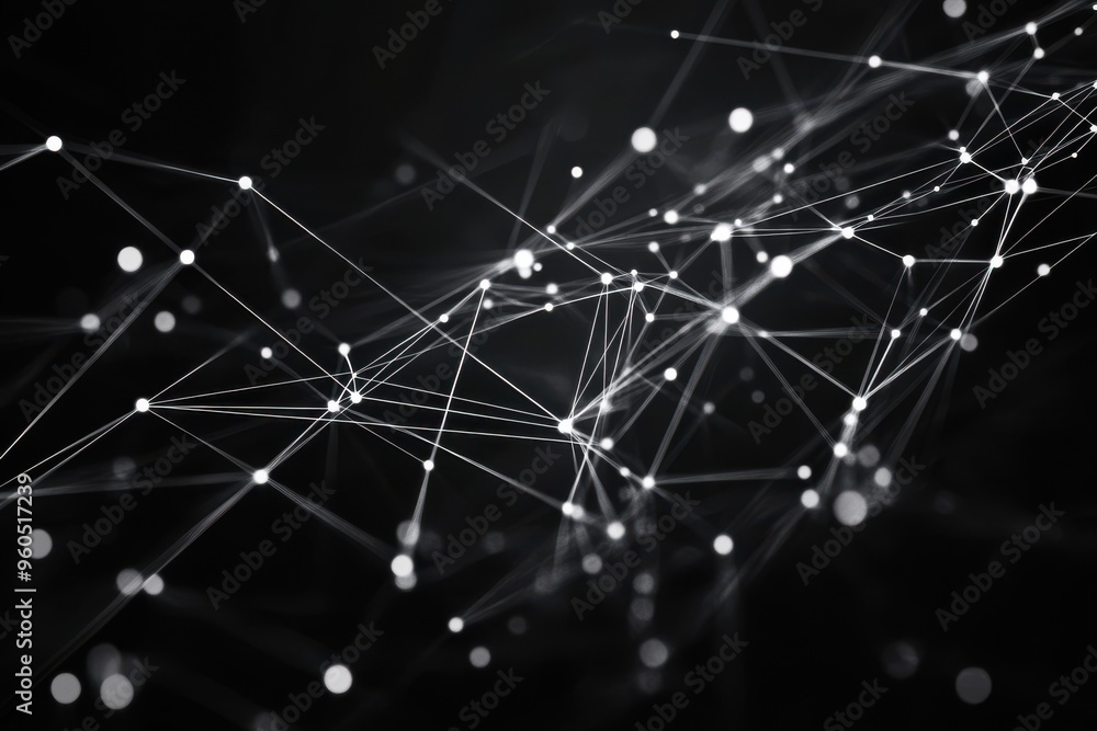 Poster dynamic digital tech framework: bright lines and circles on dark background. ongoing geometric scene