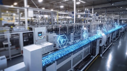 Fototapeta premium Modern Automated Factory Production Line with Futuristic Technology