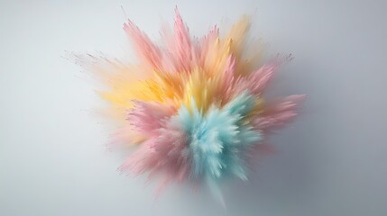 Obraz premium A vibrant explosion of colorful powder bursts against a clean white background, evoking joy and creativity in a festive atmosphere