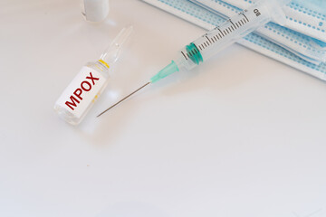 Vaccine, prevention,immunization and treatment from MPOX infection, top view with copy space