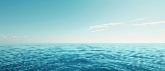 Obraz premium A vast expanse of calm ocean with a clear horizon, meeting a cloudless blue sky
