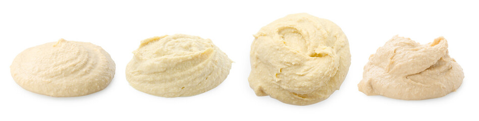 Tasty hummus on white background. Chickpea dish