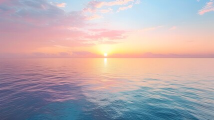 Fototapeta premium Vibrant Sunrise Over Serene Ocean Symbolizing New Beginnings and Fresh Start
