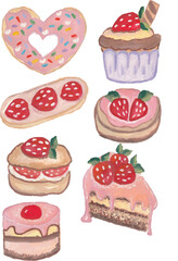 valentine dessert pastry cupcake watercolour art