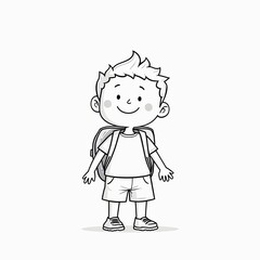 Obraz premium a boy in shorts and a white shirt with a backpack