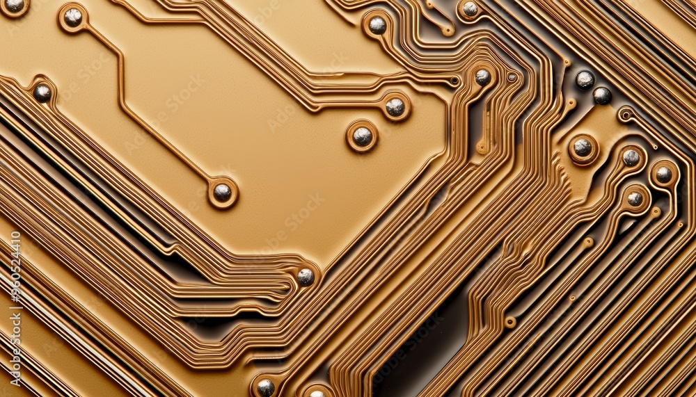 Poster a detailed close-up of a circuit board with intricate wiring and components