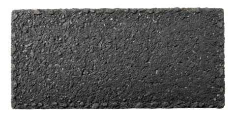 Rough black asphalt texture with a coarse and grainy surface, commonly used in road paving and outdoor surfaces. Isolated on transparent background, png.