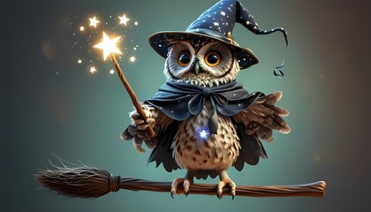 owl in the night with stars halloween