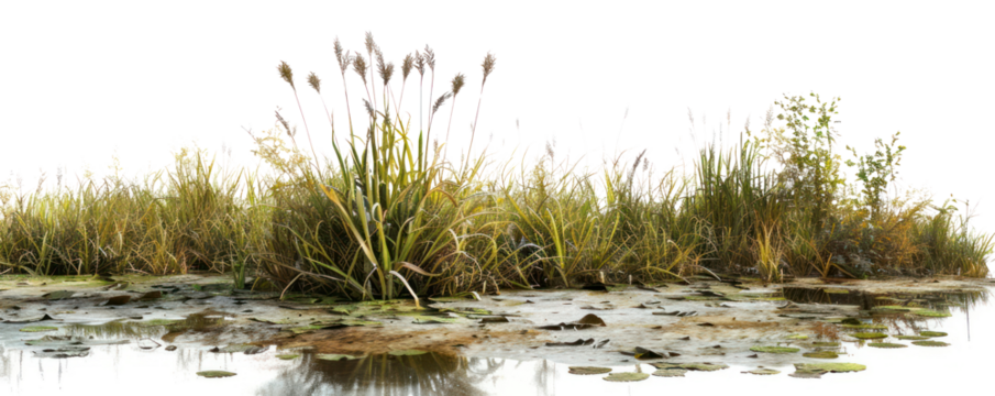 PNG Serene wetland with aquatic plants