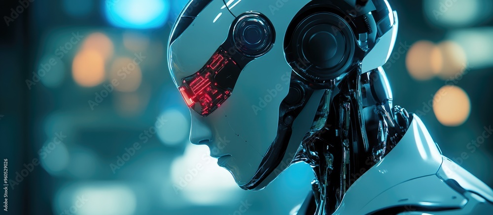 Poster 3d render of a robot cyborg showcasing advanced artificial intelligence and machine learning technol