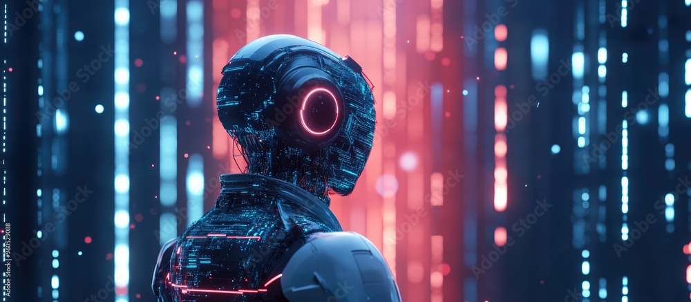 Aufkleber advanced ai robot and machine learning conceptual 3d illustration representing technology innovation