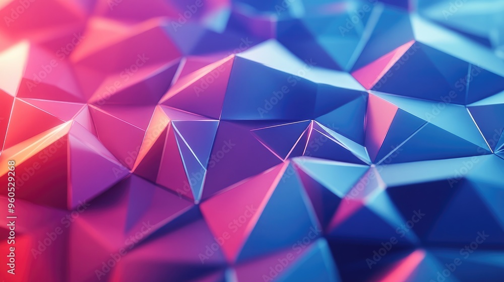 Poster 3d low poly abstract geometric backdrop featuring modern gradient hues a surface with blue red and v