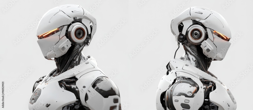 Aufkleber humanoid robot design in 3d rendered format