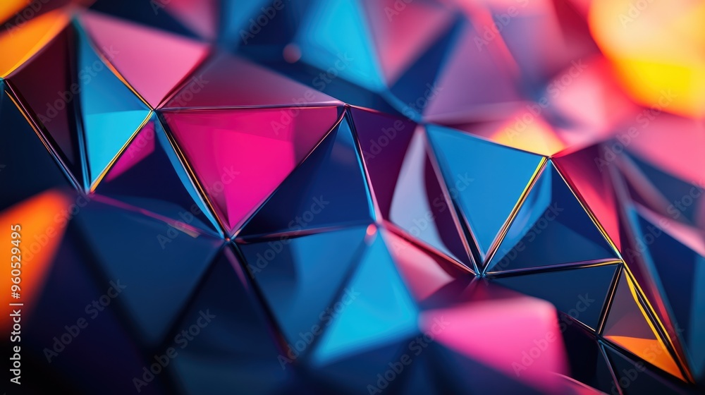 Poster vibrant abstract geometric background featuring triangular shapes for design purposes colorful digit