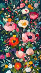 Naklejka premium Vibrant Floral Oil Painting on Canvas