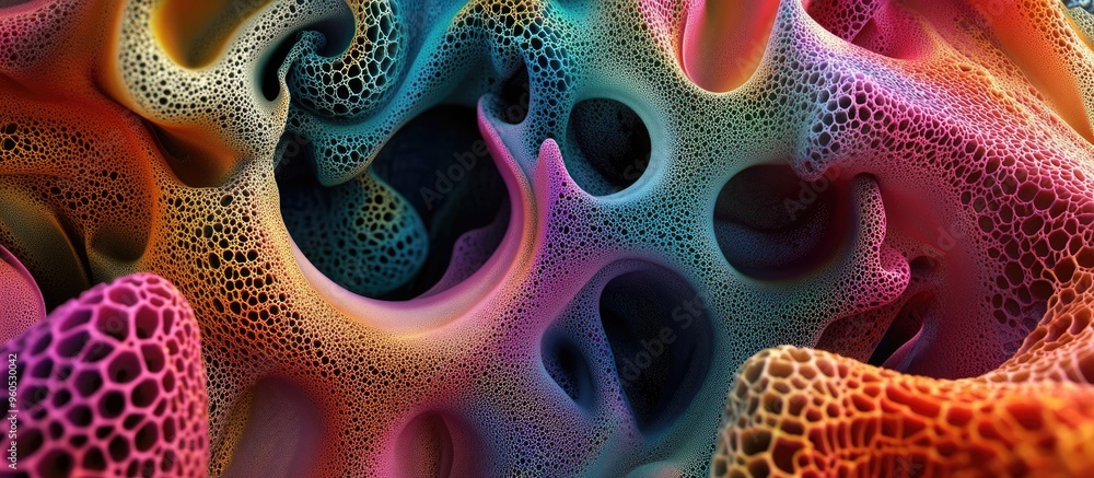 Poster abstract close up of colorful textures resembling natural patterns with intricate details showcasing