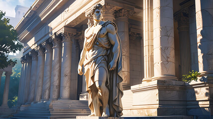 Greek Male Statue Meticulously Carved. generative ai.