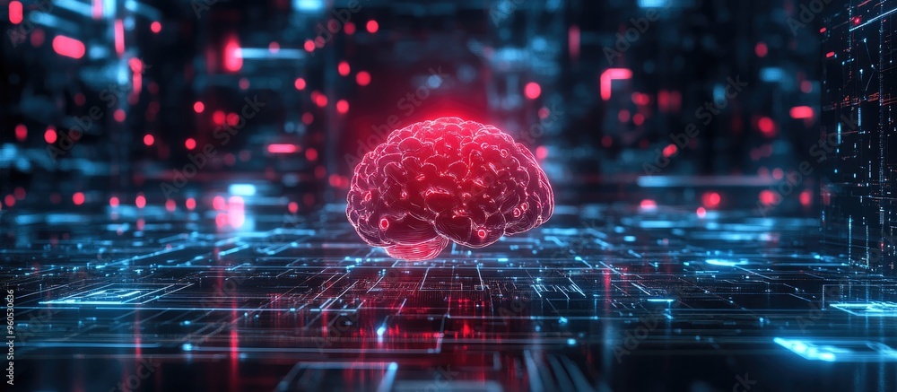 Poster abstract digital background featuring artificial intelligence technology and virtual concepts