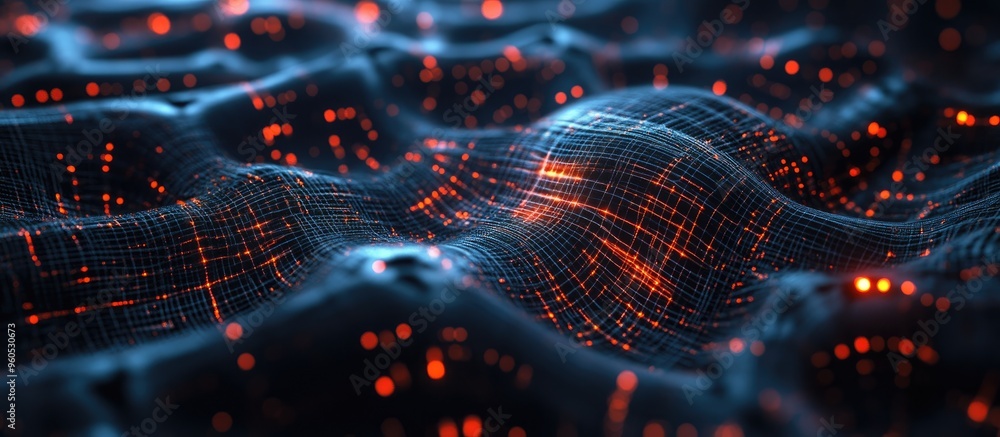 Poster abstract representation of artificial intelligence with a technological web background illustrating 