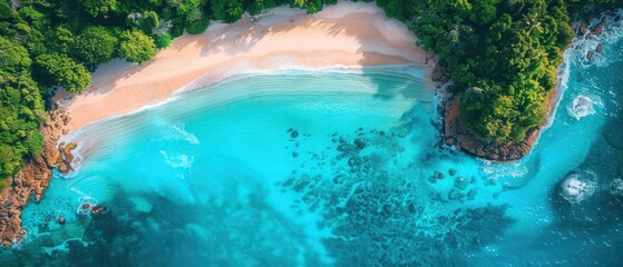 Serene Aerial View of a Turquoise Beach Paradise