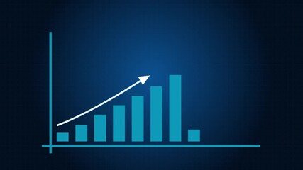 Business graph icon animated. Up arrow on flip chart, chart board, diagram chart, chart graph. Business graph growth concept animation, business improvement icon