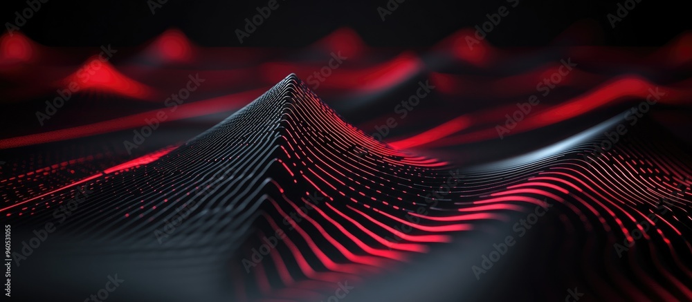 Aufkleber sleek black triangle with red wavy lines representing a strong wireless signal ideal for websites an