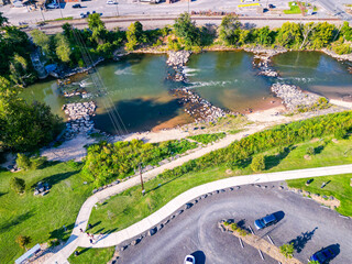 Above river park with rapids