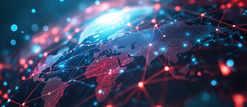 Concept of a global communication network facilitating international business connections