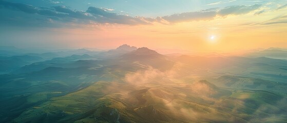 Fototapeta premium Majestic Sunrise Over Serene Mountain Landscape