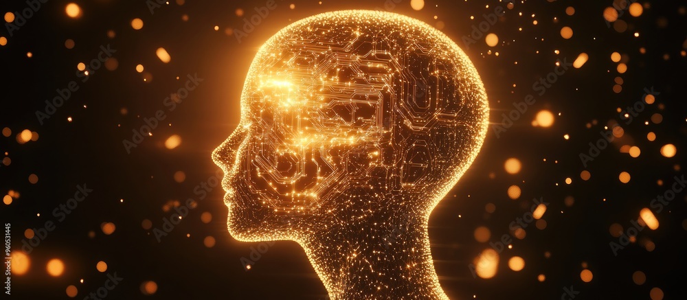 Aufkleber abstract outline of a head featuring a circuit brain design representing artificial intelligence and