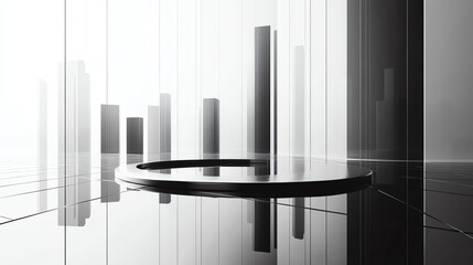 Fototapeta premium Abstract scene featuring geometric shapes in a modern, minimalist setting with a focus on contrast and light.