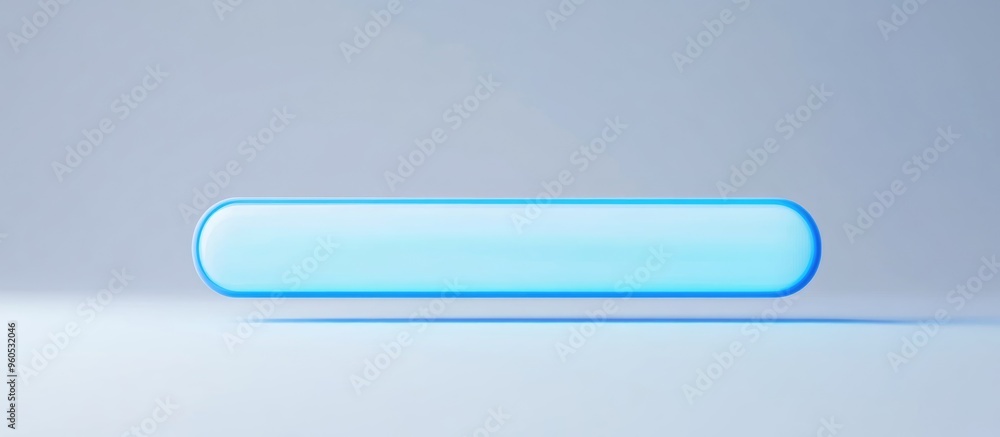 Poster 3d render of a minimal blank search bar in blue floating against a clean white background representi