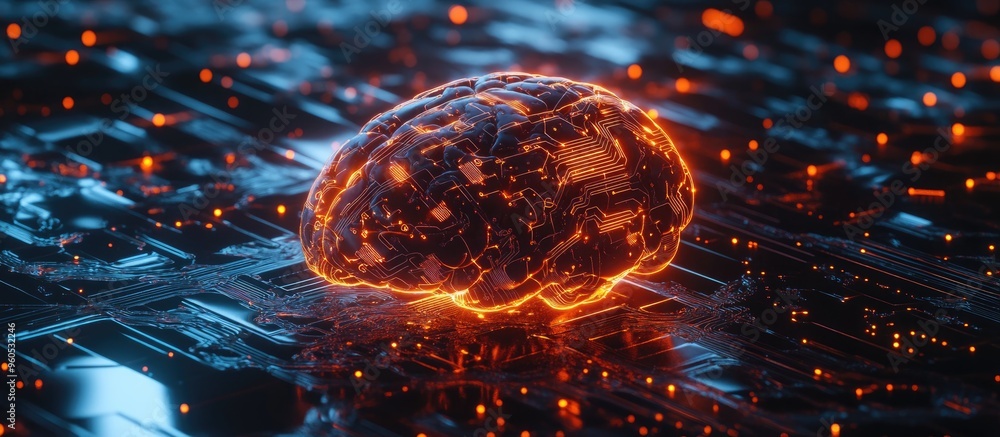 Aufkleber abstract background featuring a circuit brain sketch symbolizing ai and ambition 3d rendering visual