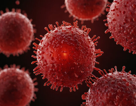 Cellula di sangue o virus vista al microscopio