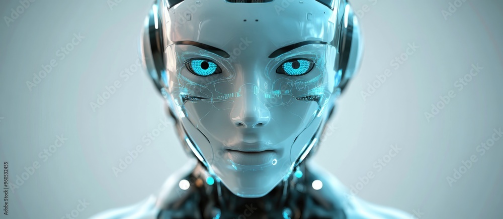 Poster 3d representation of a robot designed with advanced artificial intelligence features