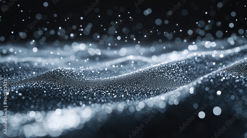 Poster abstract backdrop featuring shimmering silver metallic particles or sequins with a flickering effect