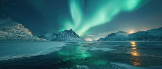 Naklejka premium Enchanting Aurora Borealis in Stunning - Ideal for Astrophotography Projects