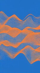 Orange Radio Frequency Waves on Blue Background, Abstract Image, Texture, Pattern, Wallpaper, Cover and Screen of Smartphone, PC, Laptop, 9:16 and 16:9 Format